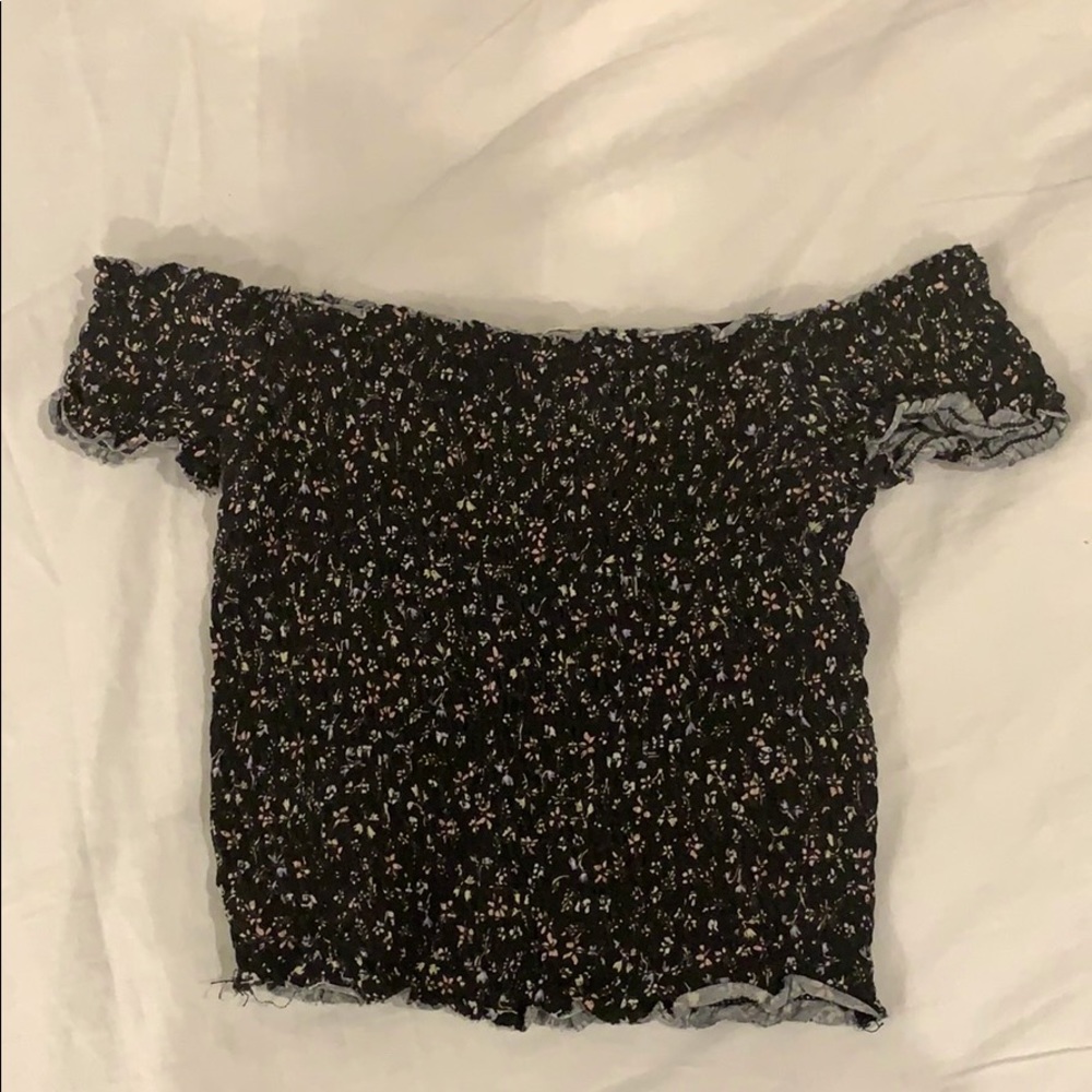 flower print garage over-the-shoulder top